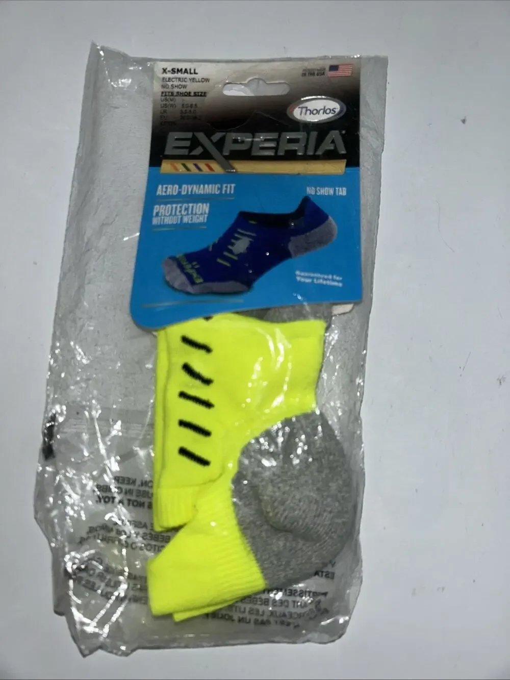 Experia Women’s Size XS Electric Yellow Aero-Dynamic Fit No Show Tab Shoes NWT